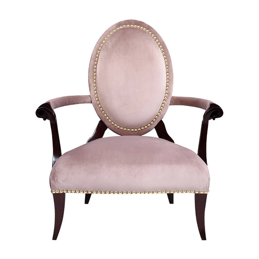 Neoclassical fabric leisure chair, solid wood book chair, American light luxury single dining chair, living room