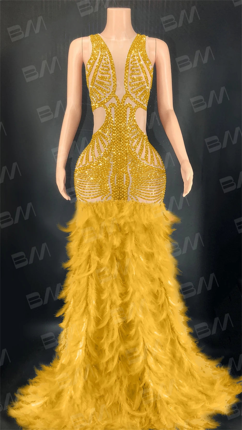 New Arrival 2024 Women Evening Dress With Feathers Luxury Beads Prom Dresses Mermaid Party Gown For Wedding