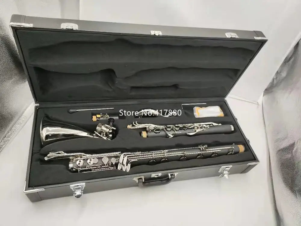 New Arrival  MARGEWATE Low C Clarinet Silver Plated Keys Bass Clarinet Professional Musical Instrument With Mouthpiece  Case