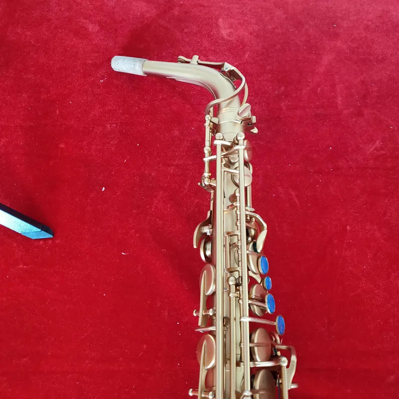 New Arrival Straight pipe  Alto Eb Tune Saxophone Brass Musical Instrument Gold Lacquer Sax With Case Mouthpiece Free Shipping