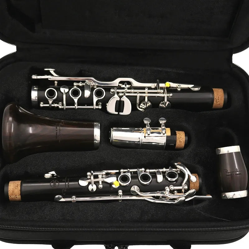 MMOOKA New Bb tone 20 keys Ebony wood clarinet German system design silver plating keys with case