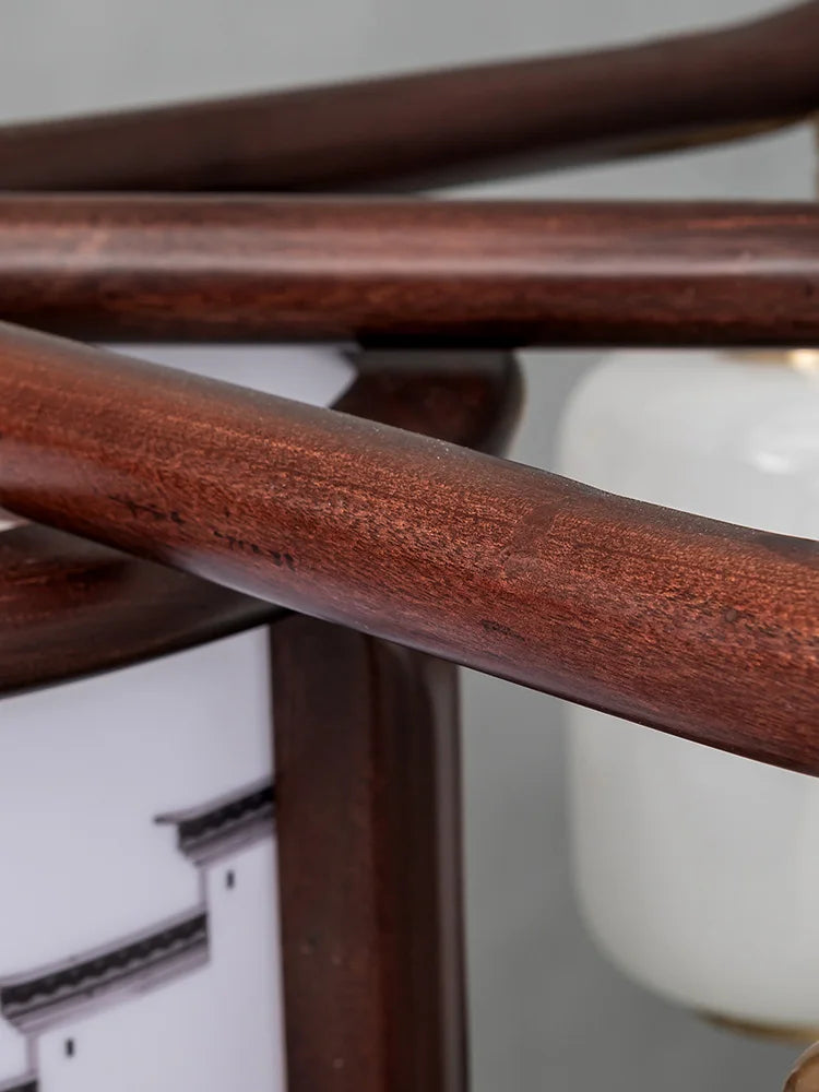 New Chinese-Style Chandelier Lamp in the Living Room High-End Ebony Duplex Villa Atmospheric Solid Wood Restaurant Lamps