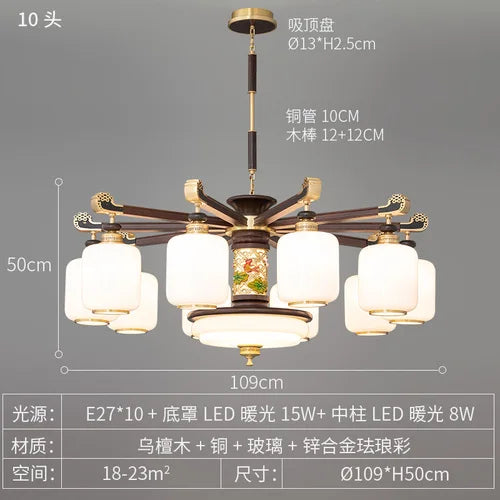 New Chinese-Style Chandelier Lamp in the Living Room Zen Chinese Style Restaurant Lamps Villa Duplex Building Chandelier