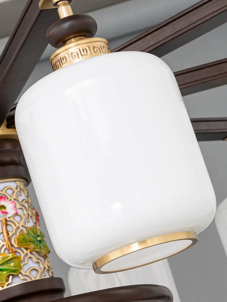 New Chinese-Style Chandelier Lamp in the Living Room Zen Chinese Style Restaurant Lamps Villa Duplex Building Chandelier