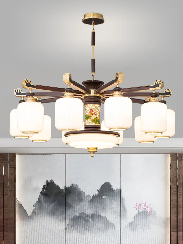 New Chinese-Style Chandelier Lamp in the Living Room Zen Chinese Style Restaurant Lamps Villa Duplex Building Chandelier
