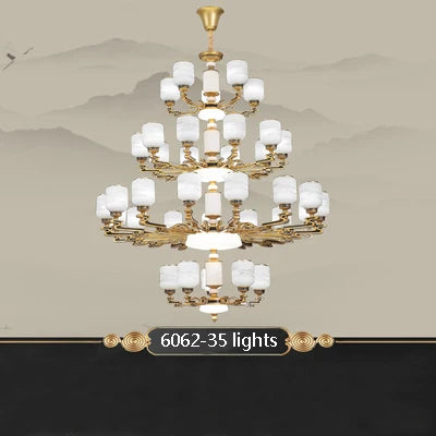 New Chinese Style Large Chandelier Duplex Building Living Room Lamp Sales Department Staircase Lamp Hotel Hall Villa Chandeliers