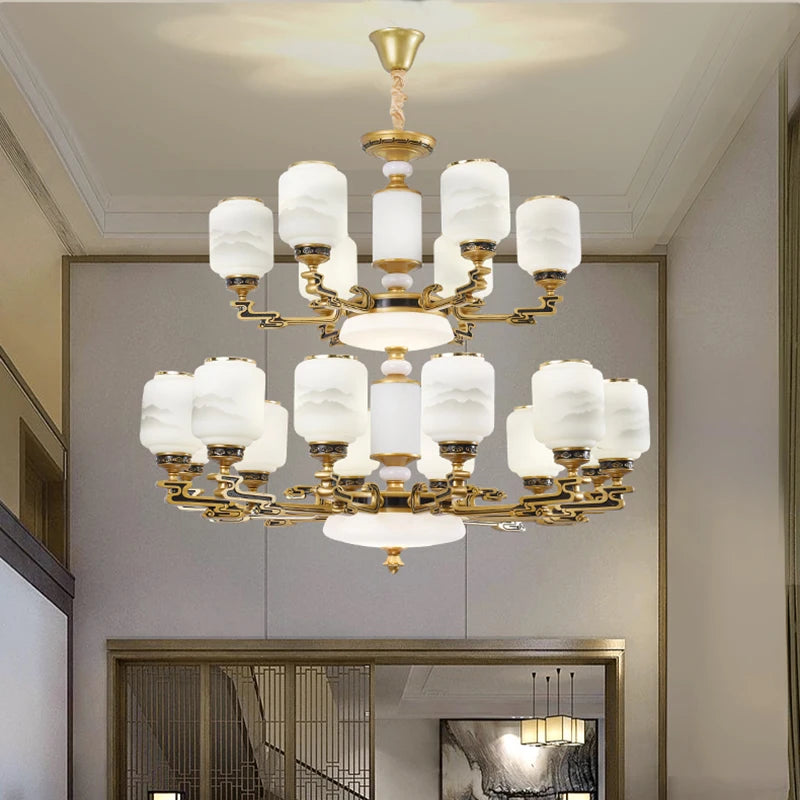New Chinese Style Large Chandelier Duplex Building Living Room Lamp Sales Department Staircase Lamp Hotel Hall Villa Chandeliers