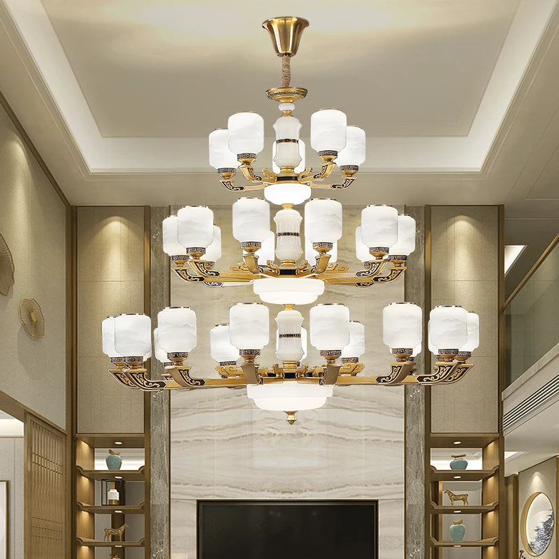 New Chinese Style Large Chandelier Duplex Building Living Room Lamp Sales Department Staircase Lamp Hotel Hall Villa Chandeliers