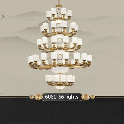 New Chinese Style Large Chandelier Duplex Building Living Room Lamp Sales Department Staircase Lamp Hotel Hall Villa Chandeliers