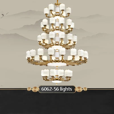 New Chinese Style Large Chandelier Duplex Building Living Room Lamp Sales Department Staircase Lamp Hotel Hall Villa Chandeliers