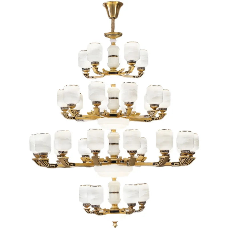 New Chinese Style Large Chandelier Duplex Building Living Room Lamp Sales Department Staircase Lamp Hotel Hall Villa Chandeliers