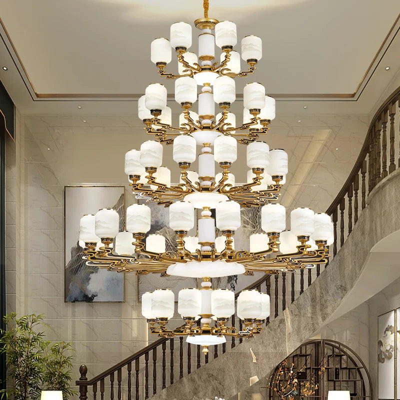 New Chinese Style Large Chandelier Duplex Building Living Room Lamp Sales Department Staircase Lamp Hotel Hall Villa Chandeliers