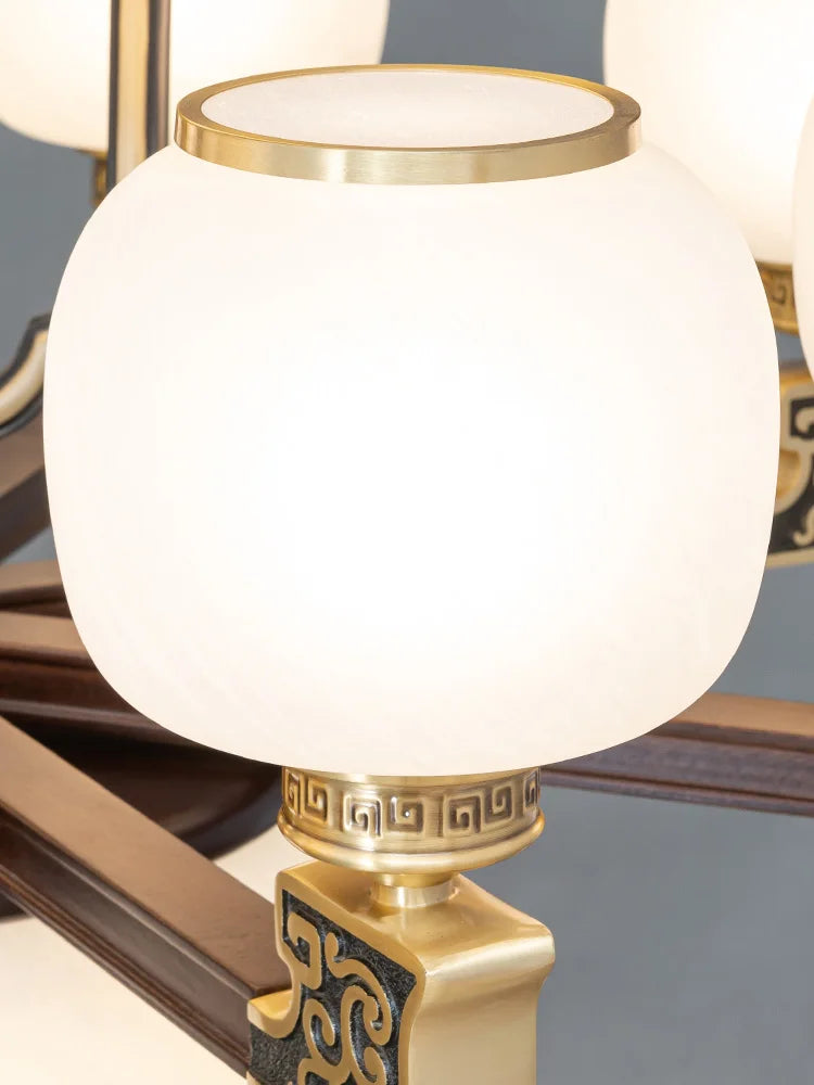 New Chinese Style Simple Atmosphere Living Room Chandelier Solid Wood Dining-Room Lamp Zen Hotel Villa Pendant Lights