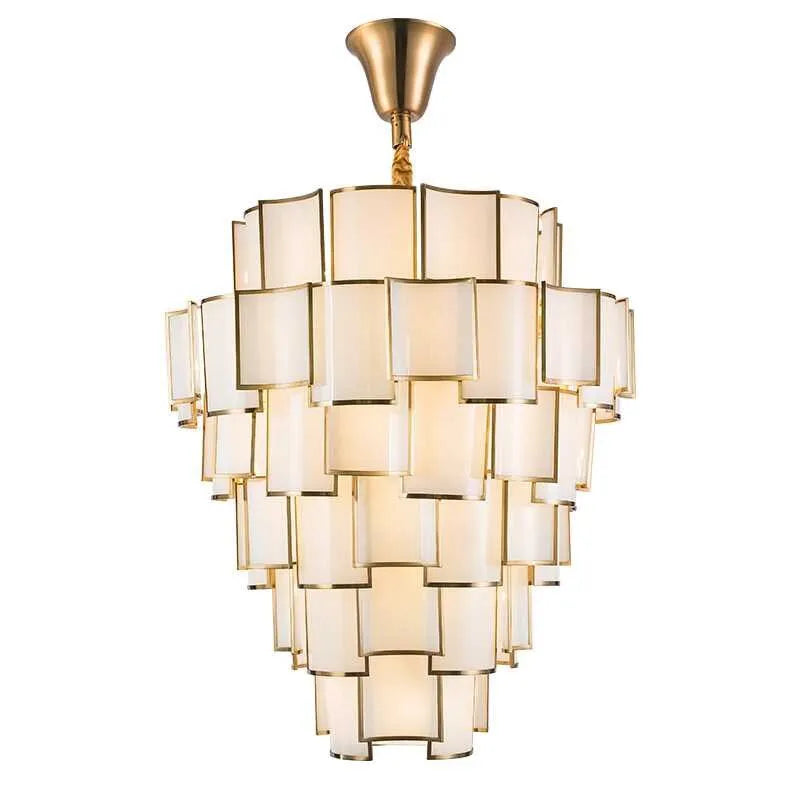 New Chinese style duplex building imitation marble chandelier Chinese style simple luxury villa living room staircase lamp