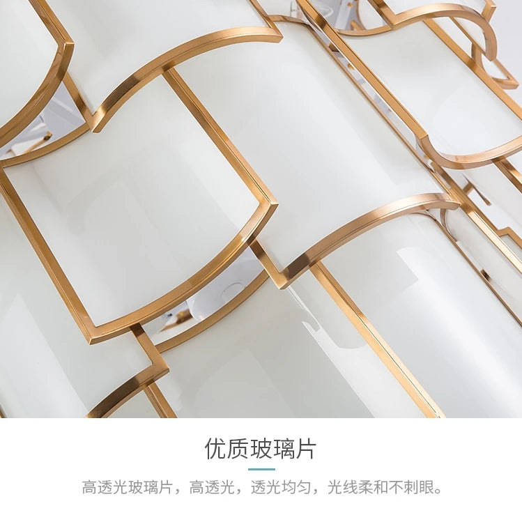 New Chinese style duplex building imitation marble chandelier Chinese style simple luxury villa living room staircase lamp