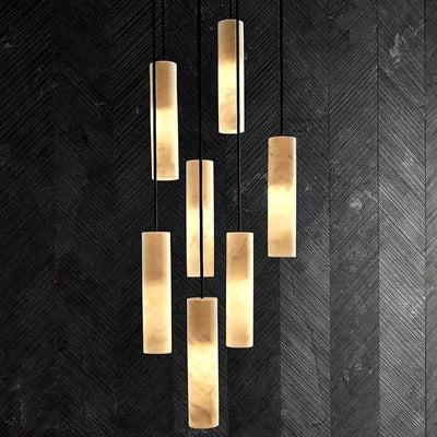 New Chinese style stairwell Nordic simple all-copper building middle-floor hotel villa model room marble chandelier