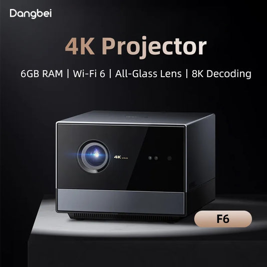 New Dangbei 4K Projector F6 3840×2160 DLP 3D Beamer 6G+64G Video Home Theater Cinema 8K Decoding Wi-Fi 6