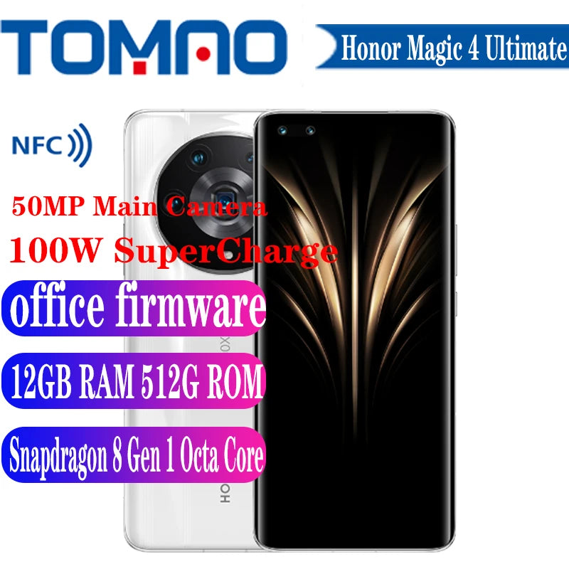 New Honor Magic 4 Ultimate 5G SmartPhone Snapdragon 8 Gen 1 50MP Four Rear Cameras 3.5X Optical Zoom 4600Mah 100W 50W Wriele NFC