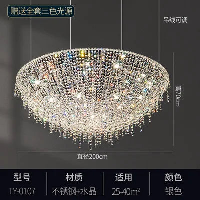 New Italian style light luxury crystal chandelier living room designer villa hotel restaurant atmosphere lamp