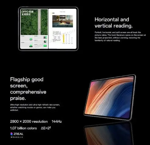 New OPPO Pad 2 Tablet Dimensity 9000 144Hz 11.61" LCD Screen 67W 9510 mAh Battery 13MP / 8MP Andrdid 13