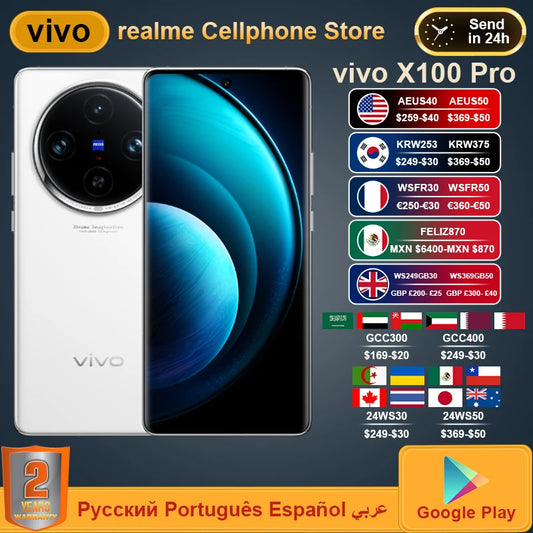New Original VIVO X100 Pro 5G 6.78 Inches LTPO AMOLED Screen Dimensity 9300 Android 14 Camera 50MP 100W SuperCharge Smartphone