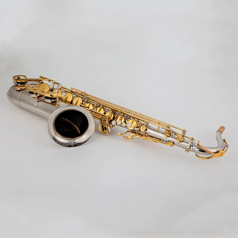 New Professional Musical Instruments T-WO37 Tenor Saxophone Bb Tone Nickel Plated Tube Gold Key Sax With Case Mouthpiece Gloves