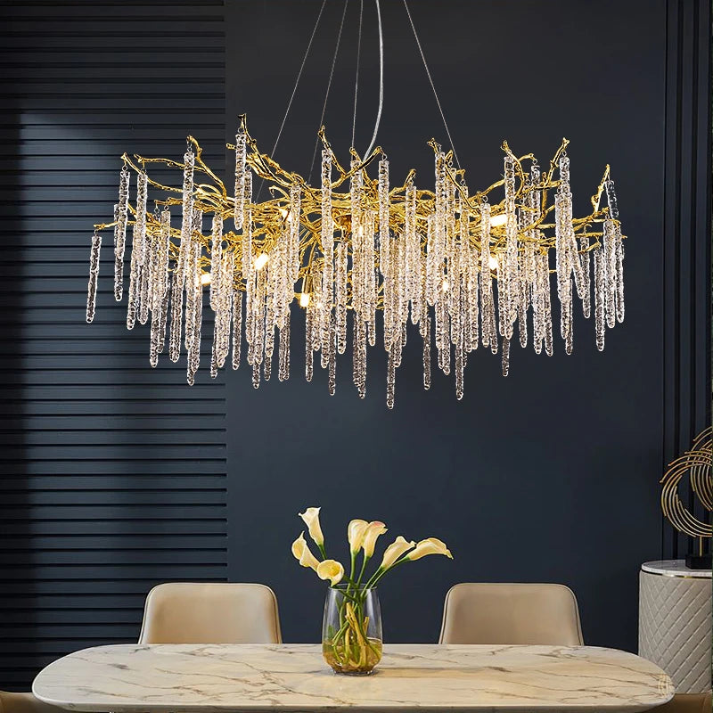 New branch crystal chandelier luxury living room lighting Villa decorative chandelier can be customized