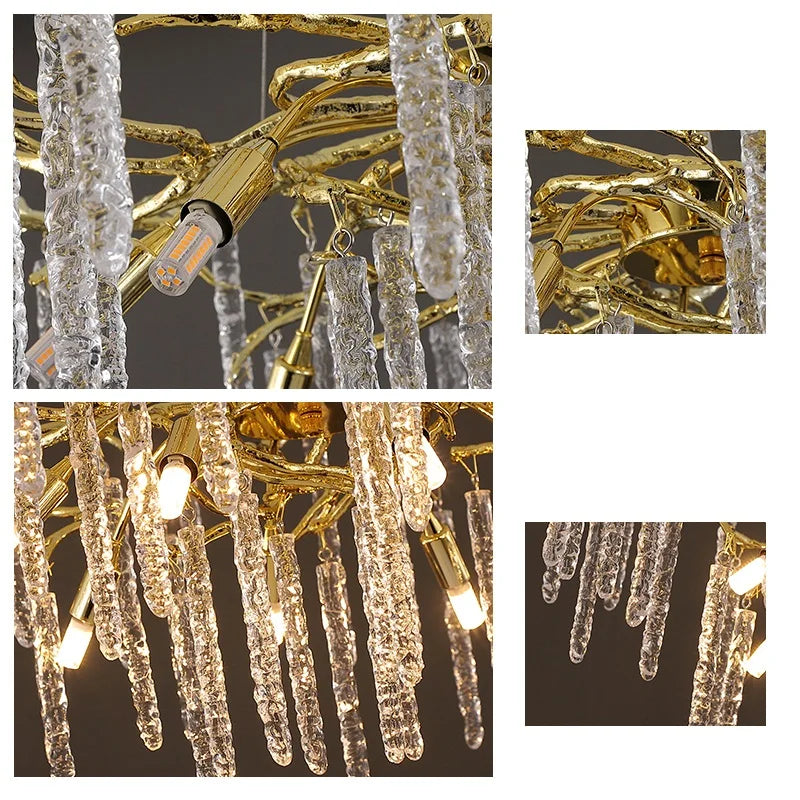 New branch crystal chandelier luxury living room lighting Villa decorative chandelier can be customized