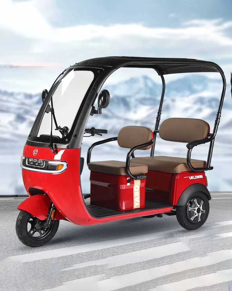 New electric tricycle with shed, leisure double row men's and women's small electric scooter with children