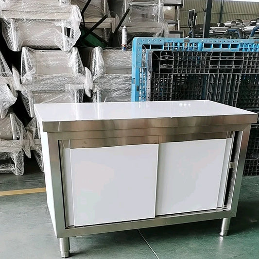 New promotion stainless steel bench kitchen work preparation table with storage cas table for good price
