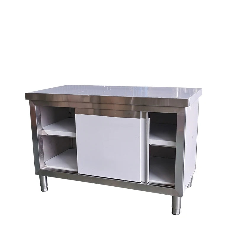New promotion stainless steel bench kitchen work preparation table with storage cas table for good price