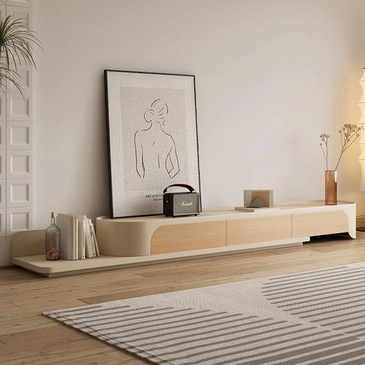 Nordic Cream Style Telescopic Tea Table TV Cabinet Combination Living Room Modern and Simple Creativity