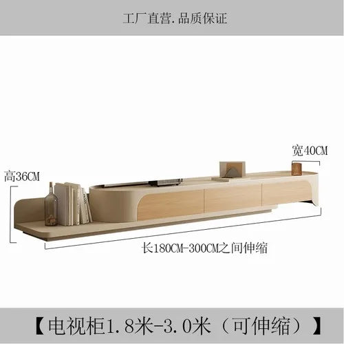 Nordic Cream Style Telescopic Tea Table TV Cabinet Combination Living Room Modern and Simple Creativity