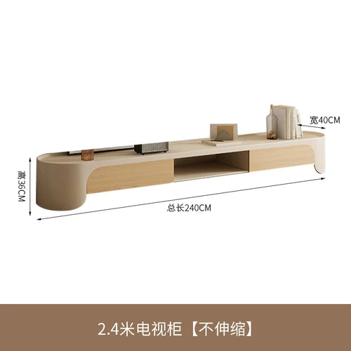 Nordic Cream Style Telescopic Tea Table TV Cabinet Combination Living Room Modern and Simple Creativity