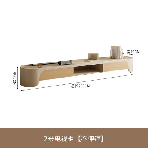 Nordic Cream Style Telescopic Tea Table TV Cabinet Combination Living Room Modern and Simple Creativity