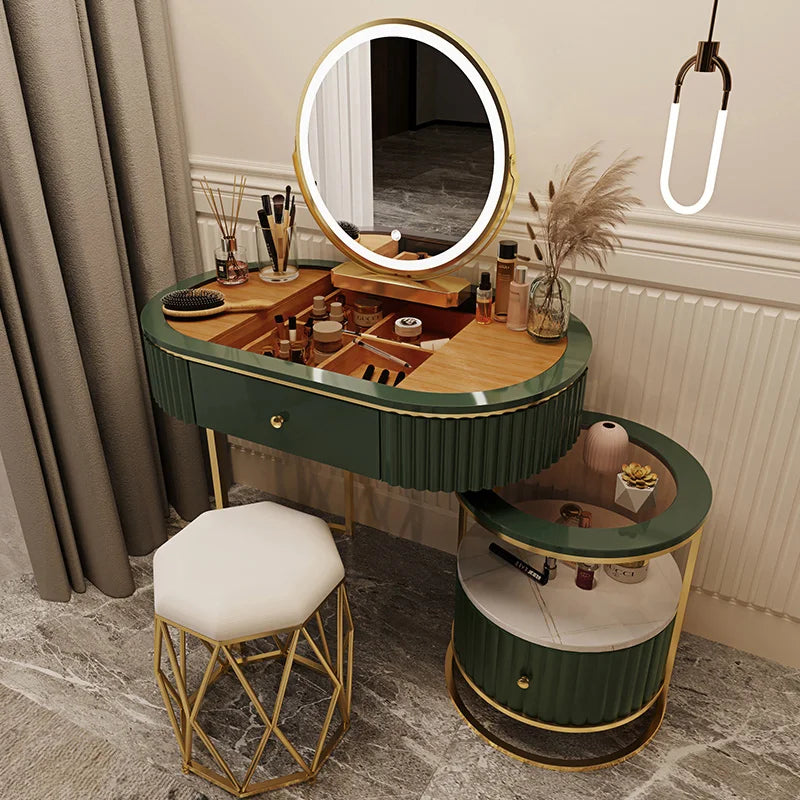 Nordic Fashion Iron Dressers Minimalist Modern Home Bedroom Mirror Chair Dresser Light Luxury Bedroom Furniture Dressing Table