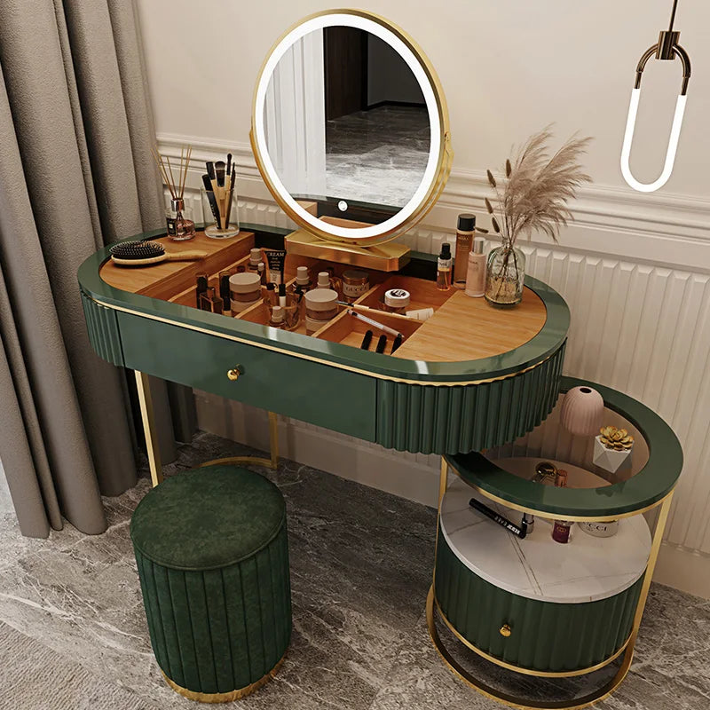 Nordic Fashion Iron Dressers Minimalist Modern Home Bedroom Mirror Chair Dresser Light Luxury Bedroom Furniture Dressing Table