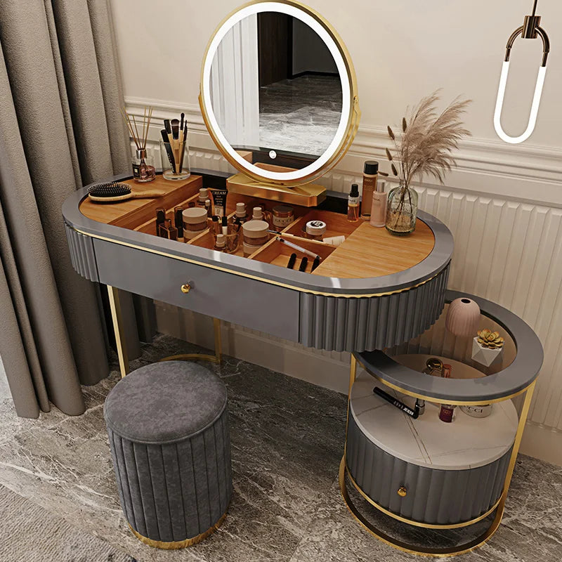 Nordic Fashion Iron Dressers Minimalist Modern Home Bedroom Mirror Chair Dresser Light Luxury Bedroom Furniture Dressing Table