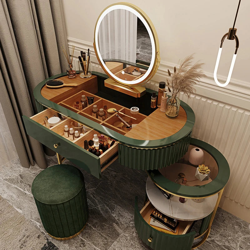 Nordic Fashion Iron Dressers Minimalist Modern Home Bedroom Mirror Chair Dresser Light Luxury Bedroom Furniture Dressing Table