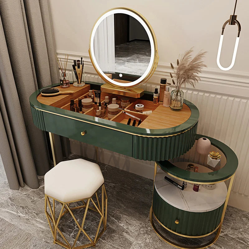 Nordic Fashion Iron Dressers Minimalist Modern Home Bedroom Mirror Chair Dresser Light Luxury Bedroom Furniture Dressing Table