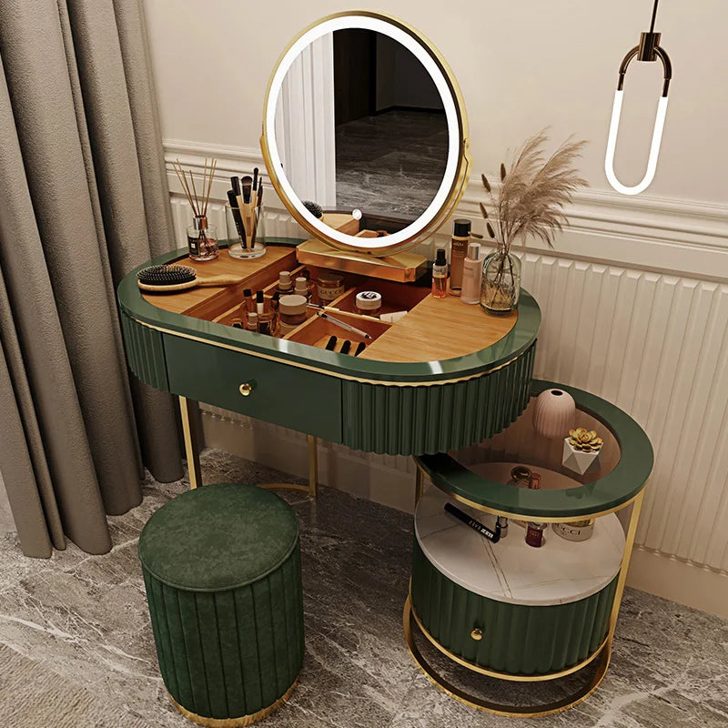 Nordic Fashion Iron Dressers Minimalist Modern Home Bedroom Mirror Chair Dresser Light Luxury Bedroom Furniture Dressing Table