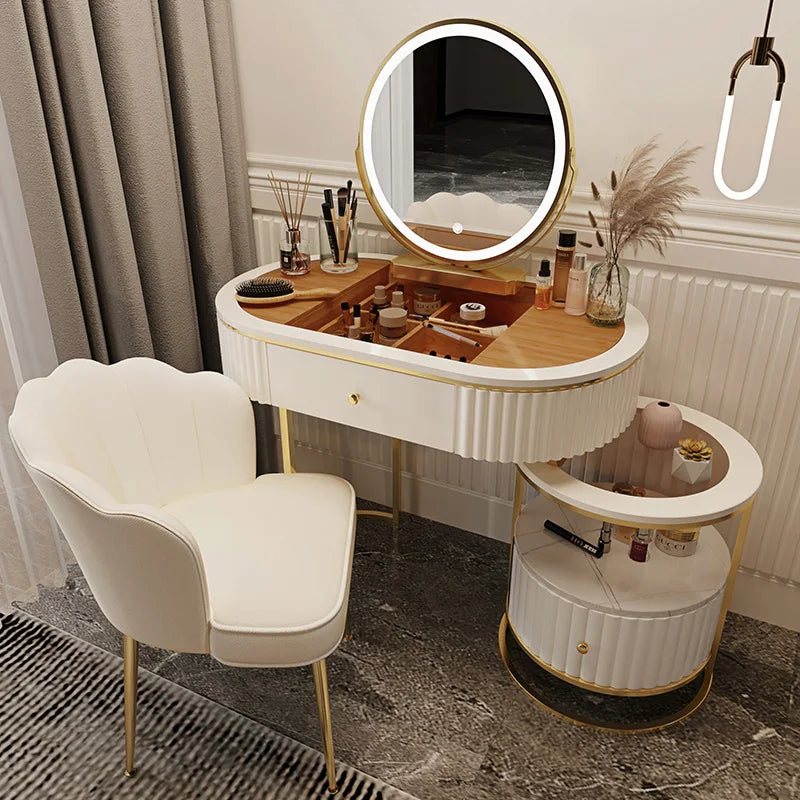 Nordic Fashion Iron Dressers Minimalist Modern Home Bedroom Mirror Chair Dresser Light Luxury Bedroom Furniture Dressing Table