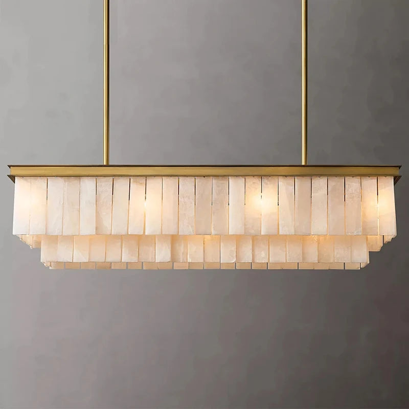 Nordic Style Luxury Indoor Marble Decorations Linear Suspension Villa Kitchen Island Living Room Bedroom Corridor Chandelier