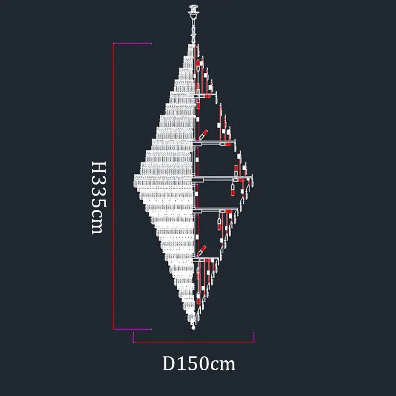 Nordic Villa Crystal Pendant Hotel Lobby Large Chandelier Attic Light Luxury Hollow Rotating Long Chandelier Home Decor Light