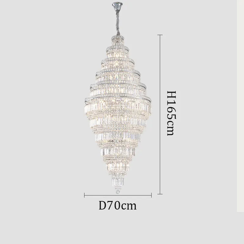Nordic Villa Crystal Pendant Hotel Lobby Large Chandelier Attic Light Luxury Hollow Rotating Long Chandelier Home Decor Light
