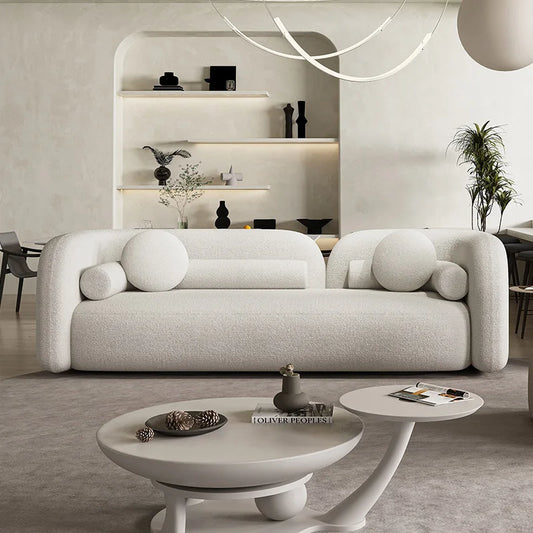 Nordic modern curved multi person sofa, living room, clothing store, waiting area, creative tea table and sofa combination