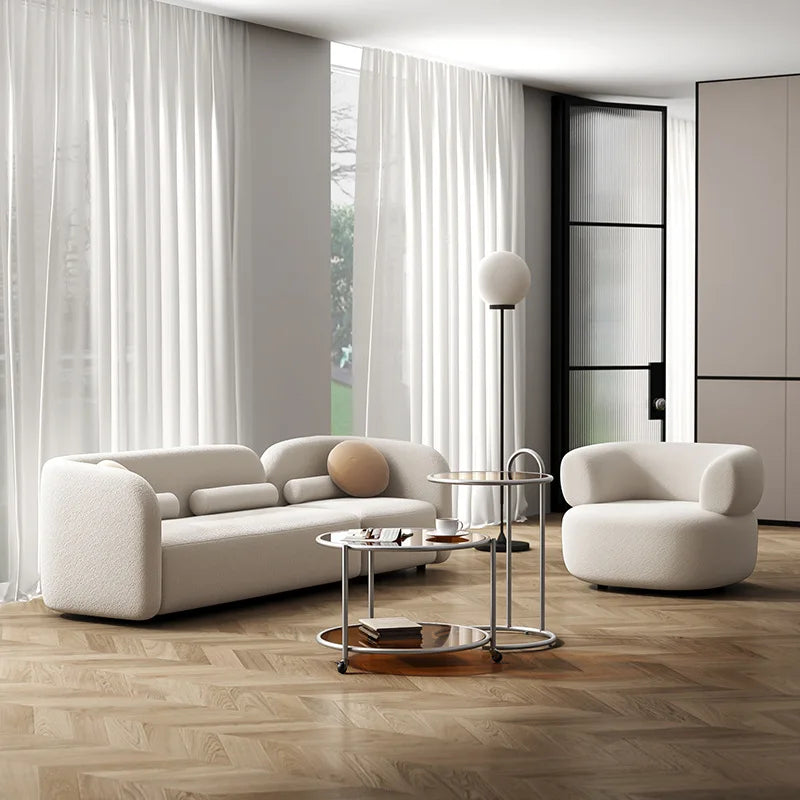 Nordic modern curved multi person sofa, living room, clothing store, waiting area, creative tea table and sofa combination