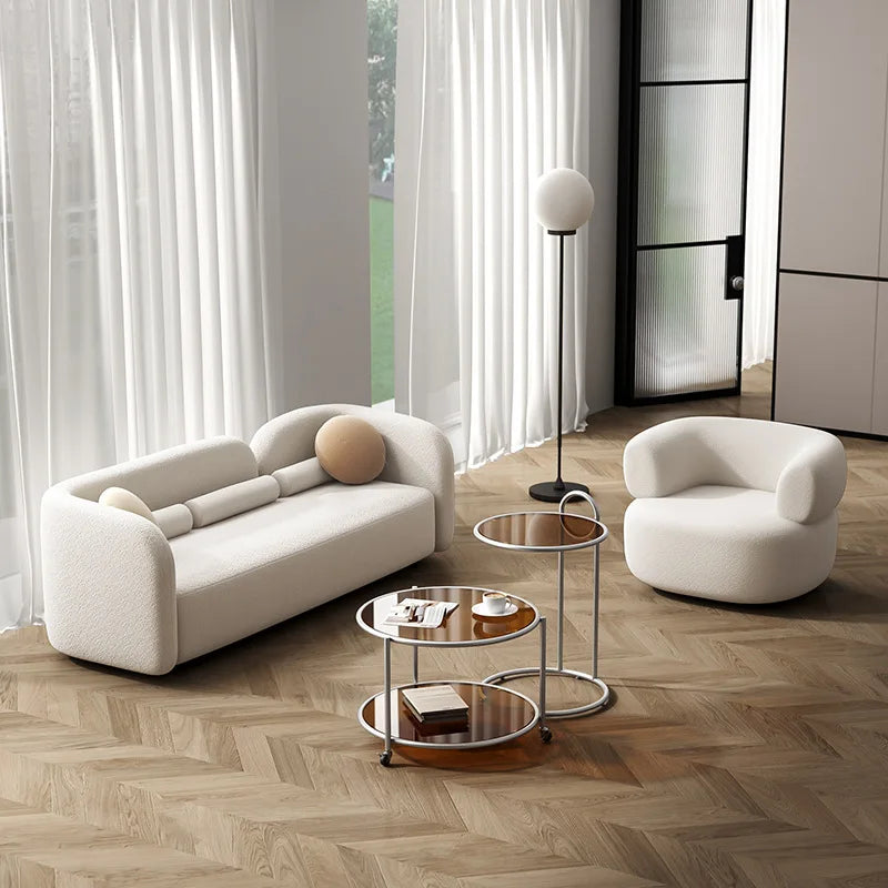 Nordic modern curved multi person sofa, living room, clothing store, waiting area, creative tea table and sofa combination