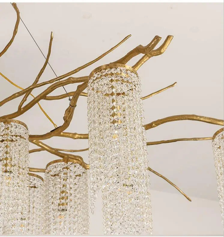 Nordic post-modern copper branch crystal chandelier French living room dining room lamp American minimalist designer villa