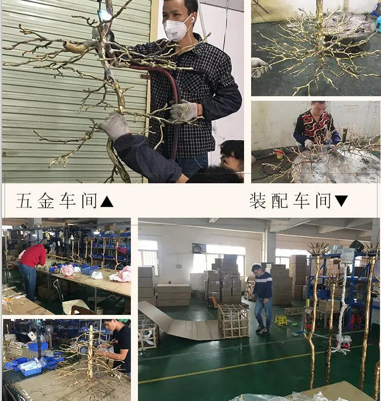 Nordic post-modern copper branch crystal chandelier French living room dining room lamp American minimalist designer villa